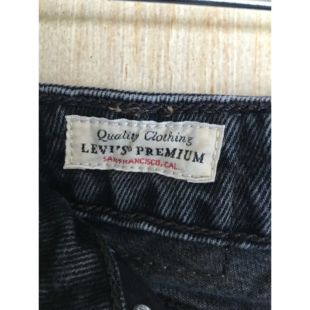 Levis Premium Low Loose Jeans Washed Black Wide Leg Denim